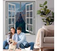 Mosquitera Magnetica 60 x 65 cm Varios Tallas, Cierre Automático, No Requiere Herramientas, Mantiene El Aire Fresco Cortina de Malla para Todas Las Ventana, Gris