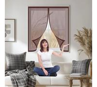 Mosquitera Magnetica 60 x 70 cm Cierre Automático, Protección Insectos, Resistente a La Rotura Cortinas Mosquitera Puerta Magnetica para Correderas, Garaje O Patio, Marrón