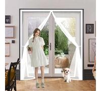 Mosquitera Magnetica 65 x 190 cm Transpirables Antimosquitos, Sin Taladros, Magnético Automático, Con Velcra, Cortinas Antimosquitos para Puertas para Ventanas y Balcón, Blanco