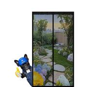 Mosquitera Magnética 65 x 195 cm Mantiene El Aire Fresco Dentro y Los Bichos Fuera, Cinta Mágica, Imanes Cierre Automático, Cortina Mosquitera Magnética para Puertas para Balcón/Patio, Negro