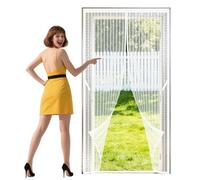 Mosquitera Magnetica 65 x 271 cm Cierre Magnético de Arriba a Abajo Cortina Mosquitera Resistente a La Rotura para Balcón Salón Dormitorio Puerta de Patio, Blanco