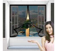 Mosquitera Magnetica 65 x 90 cm Cierre Automático, sin Taladrar, Antimosquitos, Fácil Instalación, Cortina Anti-Mosquitos para Puerta Corredera, Puerta de Salón, Negro