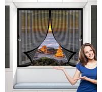 Mosquitera Magnetica 65 x 90 cm Cierre Automático, sin Taladrar, Antimosquitos, Fácil Instalación, Cortina Mosquitera Magnética para Puerta Corredera, Puerta de Salón, Negro