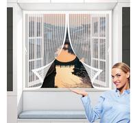 Mosquitera Magnetica 65 x 90 cm Protección Contra Insectos, Malla Fina, Mantiene El Aire Fresco, Mosquitera para Ventana Grande para Puerta de Balcón, Puerta de Patio, Blanco