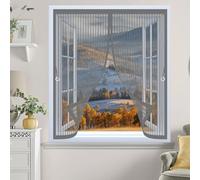 Mosquitera Magnética 70 x 105 cm Varios Tallas, Cierre Automático, No Requiere Herramientas, Mantiene El Aire Fresco Ventana de Malla Magnética para Todas Las Ventana, Gris