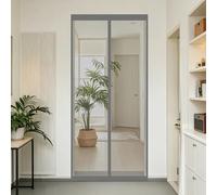 Mosquitera Magnetica 70 x 125 cm Junta Magnética de Arriba a Abajo, sin Taladrar, Transpirables, Resistente Al Viento Mosquito Net para Puerta Exterior, Gris