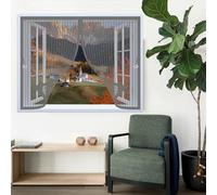 Mosquitera Magnética 70 x 85 cm Cierre Automático de Arriba a Abajo, Mantiene El Aire Fresco Dentro y Los Bichos Fuera Cortinas Mosquiteras para Todas Las Ventana, Gris