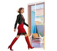 Mosquitera Magnetica 72 x 281 cm Imanes para Un Autocierre Mosquitero Magnético Puerta Fácil Instalación sin Taladrar para Balcón Puerta Corredera de Patio, Blanco