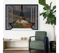 Mosquitera Magnética 75 x 80 cm Cierre Automático de Arriba a Abajo, Mantiene El Aire Fresco Dentro y Los Bichos Fuera Cortinas Mosquiteras para Todas Las Ventana, Negro