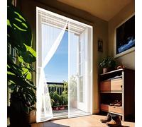 Mosquitera Magnética 76 x 167 cm Cierre Automático con Imanes y Pesos, Taladrar Fácil de Instalar Mantiene, Mosquitera para Puertas para Todos Tamaños Puertas, Blanco