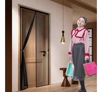 Mosquitera Magnetica 78 x 194 cm Que Entre Aire Fresco, Cierre Automático Puerta de Malla Corredera Cortina Fácil Instalación sin Taladrar para Garaje O Patio, Correderas, Negro