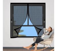 Mosquitera Magnetica 79 x 73 cm Cierre Automático de Arriba a Abajo, Mantiene El Aire Fresco Dentro y Los Bichos Fuera Cortinas Antimosquitos para Todas Las Ventana, Negro