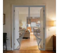 Mosquitera Magnetica 80 x 150 cm Junta Magnética de Arriba a Abajo, sin Taladrar, Transpirables, Resistente Al Viento Cortina Mosquitera Magnética para Puerta Exterior, Gris