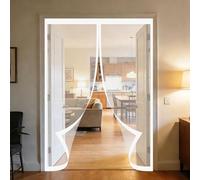 Mosquitera Magnetica 80 x 150 cm Junta Magnética de Arriba a Abajo, sin Taladrar, Transpirables, Resistente Al Viento Cortina Mosquitera Magnética para Puerta Exterior, Blanco