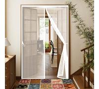 Mosquitera Magnética 80 x 185 cm Cierre Automático con Imanes y Pesos, Taladrar Fácil de Instalar Mantiene Cortina Mosquitera para Puertas para Dormitorio, Blanco