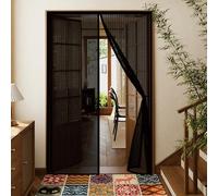 Mosquitera Magnética 80 x 185 cm Cierre Automático con Imanes y Pesos, Taladrar Fácil de Instalar Mantiene Cortina Mosquitera para Puertas para Dormitorio, Negro