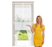 Mosquitera Magnetica 80 x 185 cm Imanes para Un Autocierre Cortina Mosquitera Resistente para Balcón Salón Dormitorio Puerta de Patio, Blanco