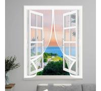 Mosquitera Magnética 80 x 90 cm Cierre Automático de Arriba a Abajo, Mantiene El Aire Fresco Dentro y Los Bichos Fuera Cortinas Antimosquitos para Todas Las Ventana, Blanco