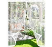 Mosquitera Magnetica 81 x 192 cm Transpirables, Antimosquitos Cortina Mosquitera Puerta Exterior Se Cierra Automáticamente para Puerta Exterior, de Balcón/Patio, Blanco