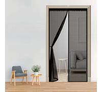 Mosquitera Magnética 81 x 205 cm Cierre Automático con Imanes y Pesos, Taladrar Fácil de Instalar Mantiene, Cortina Magnética Puerta Doble para Todos Tamaños Puertas, Negro