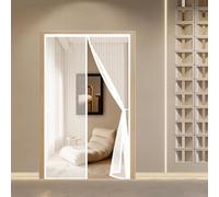 Mosquitera Magnética 81 x 212 cm Cierre Automático con Imanes y Pesos, Taladrar Fácil de Instalar Mantiene Mosquitera Cortina Puerta Magnetica para Balcón, Cocina, Blanco