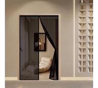 Mosquitera Magnética 81 x 242 cm Cierre Automático con Imanes y Pesos, Taladrar Fácil de Instalar Mantiene Mosquitera Cortina Puerta Magnetica para Balcón, Cocina, Negro