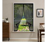 Mosquitera Magnetica 85 x 85 cm Cierre Automático de Arriba a Abajo, Mantiene El Aire Fresco Dentro y Los Bichos Fuera Cortinas Antimosquitos para Todas Las Ventana, Negro