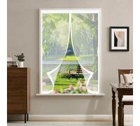 Mosquitera Magnetica 85 x 85 cm Cierre Automático de Arriba a Abajo, Mantiene El Aire Fresco Dentro y Los Bichos Fuera Cortinas Antimosquitos para Todas Las Ventana, Blanco