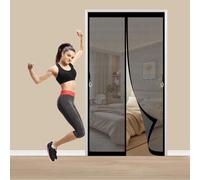 Mosquitera Magnetica 87 x 173 cm Fácil de Instalar, No Requiere Herramientas, Apto para Niños y Mascotas Puerta de Malla Magnética para Correderas, Garaje O Patio, Negro