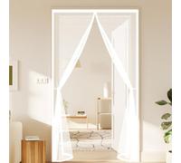 Mosquitera Magnética 88 x 178 cm con Imanes, Resistente, Antimosquitos Mosquiteras Magneticas Fácil Instalación, sin Taladrar para Puerta Exterior Balcón, Blanco