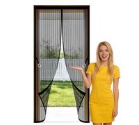 Mosquitera Magnetica 88 x 184 cm Imanes para Un Autocierre Cortina Mosquitera Resistente para Balcón Salón Dormitorio Puerta de Patio, Negro
