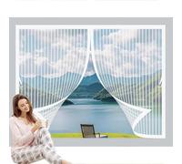 Mosquitera Magnetica 89x94cm Cierre Automático, sin Taladrar, Antimosquitos, Fácil Instalación, Mosquitera Ventana Ajustable para Puerta Corredera, Puerta de Salón, Blanco