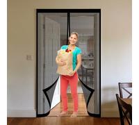 Mosquitera Magnetica 90 x 135 cm Junta Magnética de Arriba a Abajo, sin Taladrar, Transpirables, Resistente Al Viento Cortinas Antimosquitos para Puerta Exterior, Negro