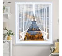 Mosquitera Magnética 90 x 135 cm Varios Tallas, Cierre Automático, No Requiere Herramientas, Mantiene El Aire Fresco Ventana de Malla Magnética para Todas Las Ventana, Blanco