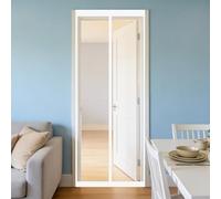 Mosquitera Magnetica 90 x 140 cm Junta Magnética de Arriba a Abajo, sin Taladrar, Transpirables, Resistente Al Viento Cortina Puerta para Puerta Exterior, Blanco