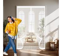 Mosquitera Magnética 90 x 200 cm Varios Tallas, Cierre Automático, No Requiere Herramientas, Mantiene El Aire Fresco Mosquitera Puerta a Prueba de Gatos para Sala de Estar, Patio, Blanco