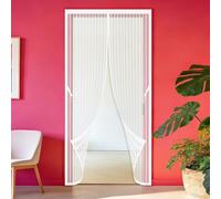 Mosquitera Magnetica 90 x 231 cm Magnético Automático Cortina Magnética Resistente a La Rotura para Puertas de Salón Balcón Corredor, Blanco