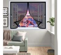 Mosquitera Magnética 90 x 90 cm Cierre Automático de Arriba a Abajo, Mantiene El Aire Fresco Dentro y Los Bichos Fuera Ventana de Malla Magnética para Todas Las Ventana, Negro