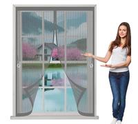 Mosquitera Magnética 91 x 93 cm Varios Tallas, Cierre Automático, No Requiere Herramientas, Mantiene El Aire Fresco Mosquitera para Ventana para Todas Las Ventana, Gris