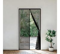 Mosquitera Magnética 95 x 195 cm Cierre Automático con Imanes y Pesos, Taladrar Fácil de Instalar Mantiene Mosquitera Magnetica para Puertas para Dormitorio, Negro