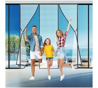 Mosquitera Magnética a Medida 140x225cm(55x89in) - Pegado sin Taladrar para Salón, Terraza - Protección Contra Insectos Borde blanco con red negra