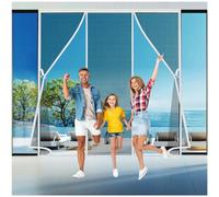 Mosquitera Magnética a Medida 290x280cm(114x110in) - Pegado sin Taladrar para Salón, Terraza - Protección Contra Insectos Red blanca con borde negro