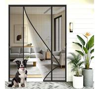Mosquitera Magnética con Doble Apertura 220x275cm Diseño plegable que se guarda fácilmente cuando no se utiliza para terrazas y balcones con mucho paso diario Negro