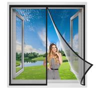 Mosquitera Magnética Cortina Ventana 110x120 cm, Exterior Ventana Mosquitera Sin Huecos para Sala de Estar Balcón Protectora Hogar contra Insectos Mosquitos Negro, Reforzada