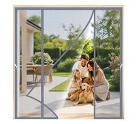 Mosquitera Magnetica Grandes Dimensiones Gris 180x200cm Se pliega compactamente para un almacenamiento sencillo y limpio para Sala de Salón y Terraza de Verano