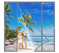 Mosquitera Magnética Para Doble Puerta 245x235cm Sin Taladrar Mosquitera Magnética Se Cierra Magnéticamente al Instante Manos Libres para Balcón Puertas Corredera Corredor Gris