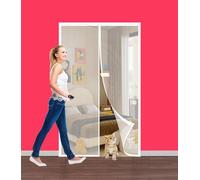 Mosquitera Magnetica para Puerta 108 x 211 cm Evita El Paso de Insectos, para Dejar Pasar El Aire Cortina Mosquiteras Magnética para Puerta de Balcón, Terraza, Blanco