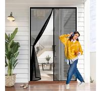 Mosquitera Magnética para Puerta 110 x 130 cm sin Taladrar, Fácil de Instalar, Cierre Automático Cortina Magnética para Puerta Exterior de Balcón Patio, Negro