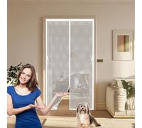 Mosquitera Magnética para Puerta 115 x 125 cm Contra Respirable, con Imanes Mosquiteras para Puertas Anti-Insectos, Resistente, Fácil Instalación Corredera de Patio, Blanco