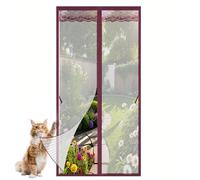 Mosquitera magnética para puerta, 120 x 185 cm (ancho x alto), translúcida, resistente a la intemperie, duradera, imanes más fuertes que en el clásico, no se puede acortar, café